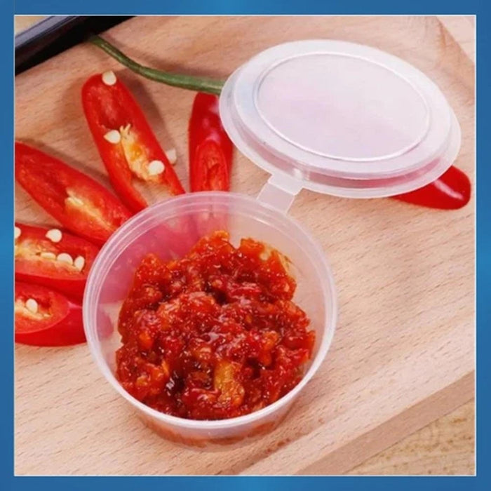 2oz Plastic Small Food Storage Container Sauce Dip Pot Hinged Lid 50/100/150pcs