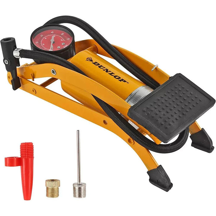 Dunlop Single Barrel Foot Air Pump Car Bike Bicycle Manometer Inflatables Balls