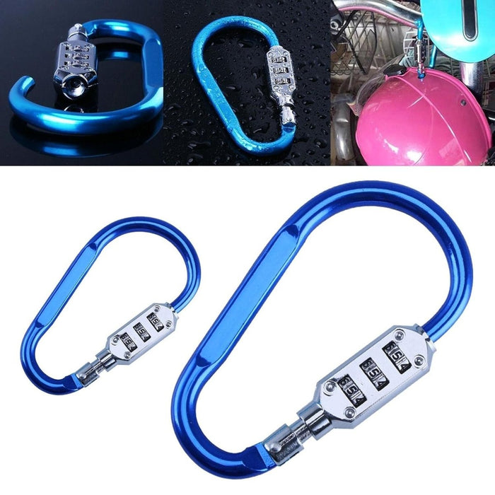 3 Digit Carabiner Security Combination Lock Padlock Luggage Bag Clip Hook D Ring