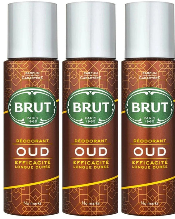 3 Pack  Brut Oud Deodorant Body Spray 200ml Each, Long Lasting for All Occasions
