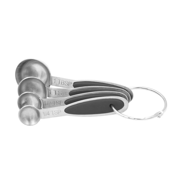 Stainless Steel Set of 4 Measuring Spoons / Dry And Liquid Soft Grip Ingredients