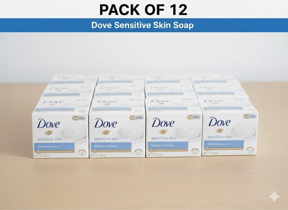 12 x 90g Dove Sensitive Skin Soap Hypoallergenic Beauty Bar Fragrance Free