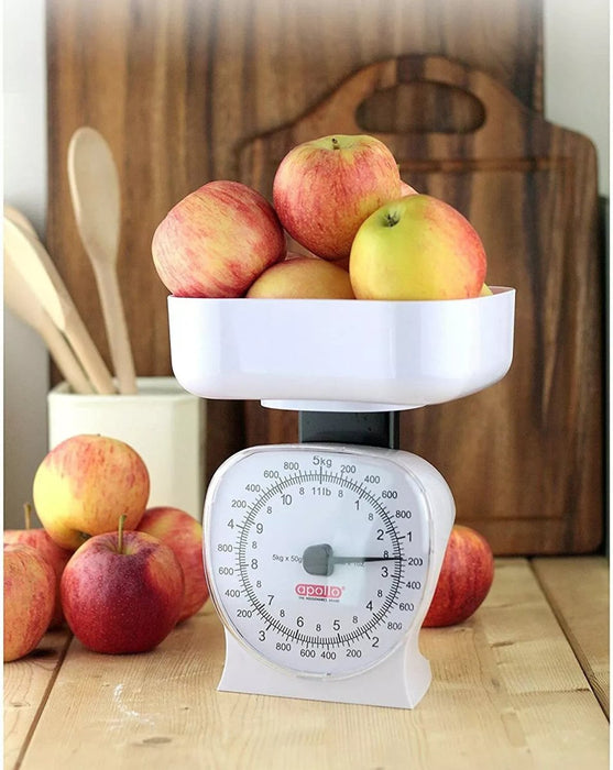 Apollo 5Kg - 11Lb Mechanical White Kitchen Food Cooking Household Weighing Scale