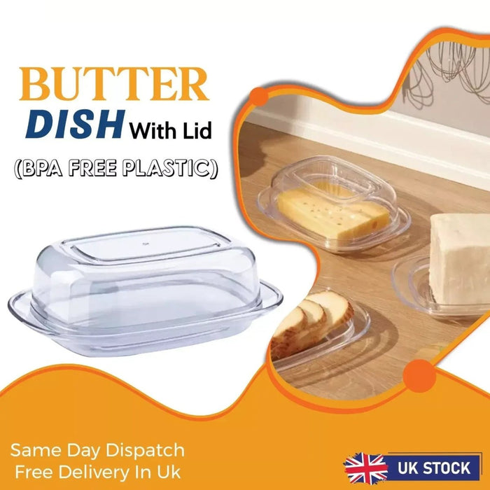Butter Dish with Lid Storage Kitchen Clear Butter Dish Serving Container UK