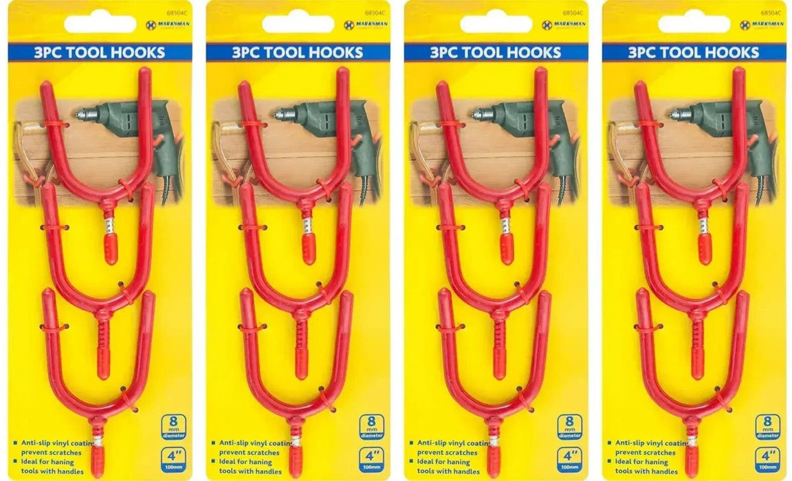 GARAGE HOOKS U Shaped X12 Storage Garden Tools Spade Mop Brush Utility Screw In