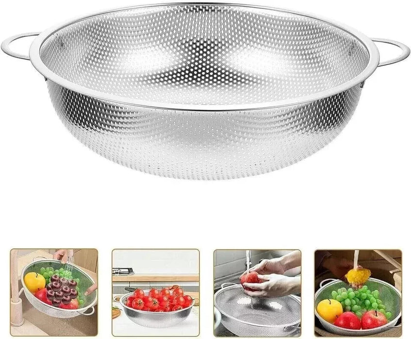34cm Stainless Steel Fine Mesh Colander Strainer Rice Pasta Spaghetti Noodles