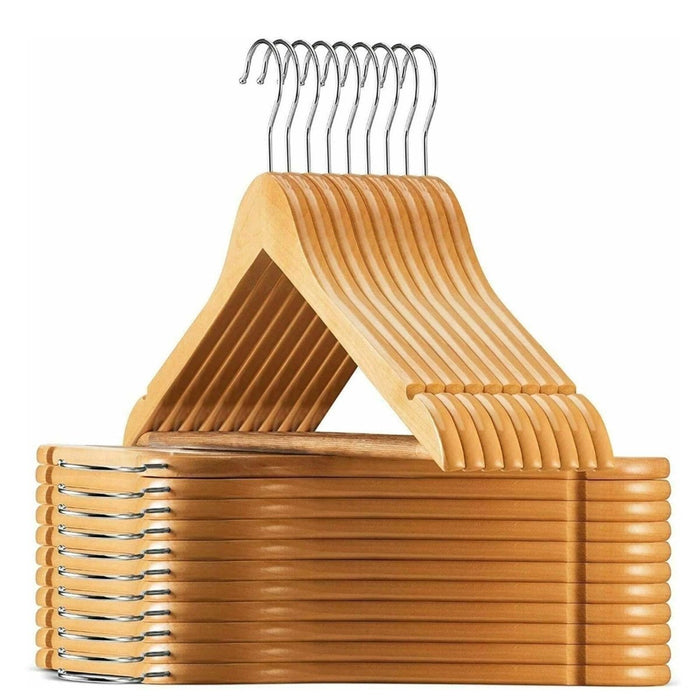 Wooden Coat Hangers Suit Garments Clothes Wood Hanger Trouser Bar Set 2/80/100PC