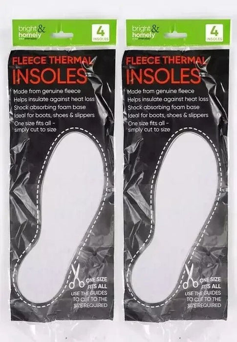 4 x Pairs Thermal Fleece Insoles Winter Warm Thick Soft Unisex Shoe Boots Pads