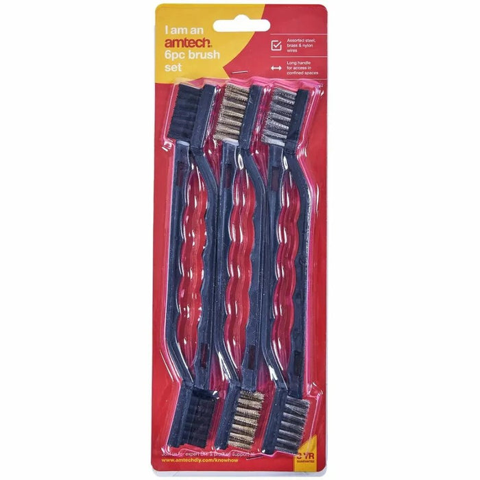 6pc Mini Wire Hand Brush Set Brass Steel Nylon Hobby Crafts Rust Home Cleaning