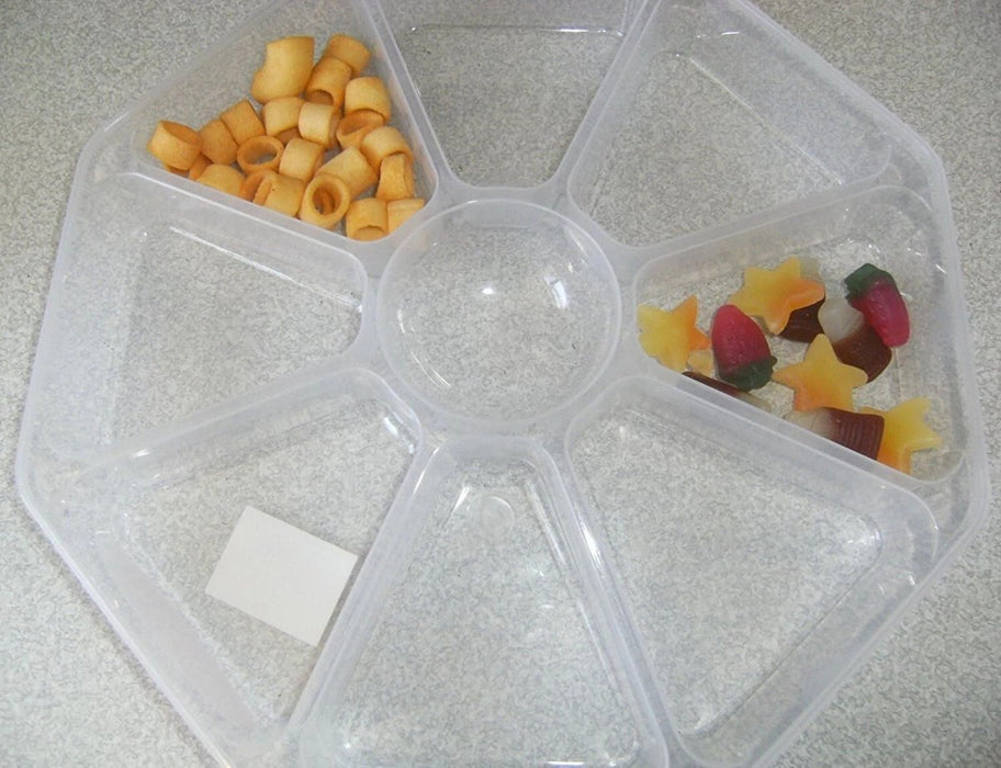 8 Section Nibble Tray With Lid Clear Plastic Snack Tray crudites Food Nuts Box