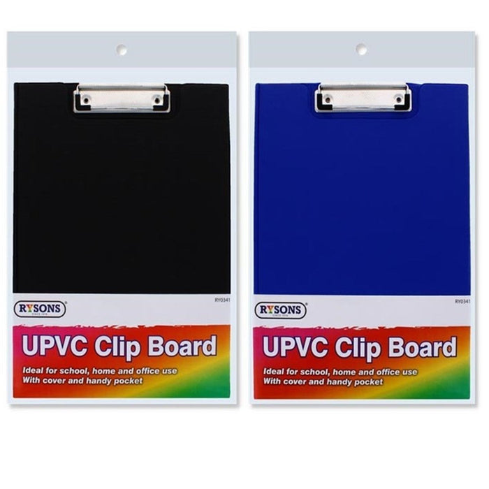 A4 Clipboard Fold Over Cover File Holder Folder Office Clip Board Black/Blue UK