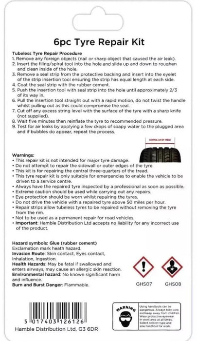 Tyre Emergency Kit – 6-Piece Car Repair Set for Quick Puncture Fix