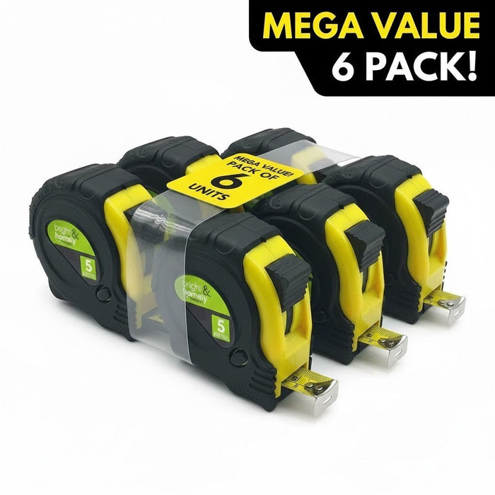 Pack of 6 Measuring Tape Measure 5m 16ft Lock Button Retractable Clearance Sale