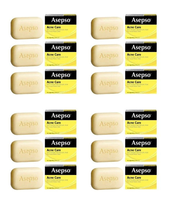 Asepso SULPHUR Plus Salicyclic Acid for Acne Prone Skin 80 gr Soap-Pack of 12