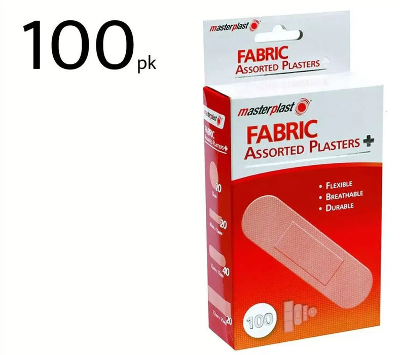 100pc Fabric Assorted Plasters | Adult Sized Band Aid  First Aid