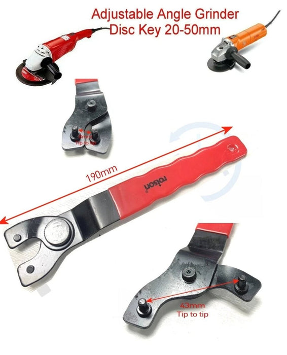Rolson Adjustable Angle Grinder Key Pin Wrench Spanner 20-50mm