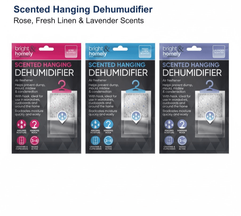 Hanging Scented Wardrobe Dehumidifier Rose,Lavender,Fresh Linen 180g