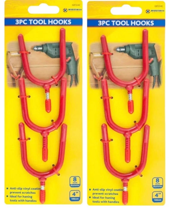 6 x Tool Hook Set Garage Shed Tools Storage Hanging Hooks Holder Indoor Screw