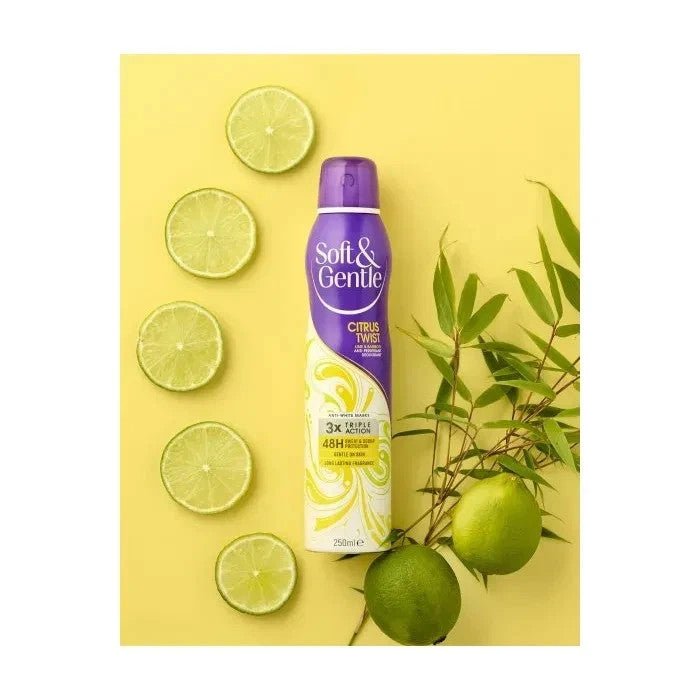 6 x 250ml Soft & Gentle Citrus Twist Lime Bamboo Anti-Perspirant Deodorant spray