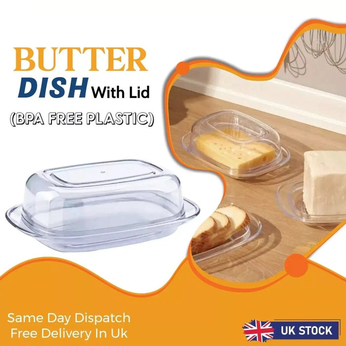 Cheese/Butter Dish With Lid Storage Kitchen Clear Butter Dish Plastic Container