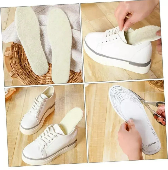 4 x Pairs Thermal Fleece Insoles Winter Warm Thick Soft Unisex Shoe Boots Pads