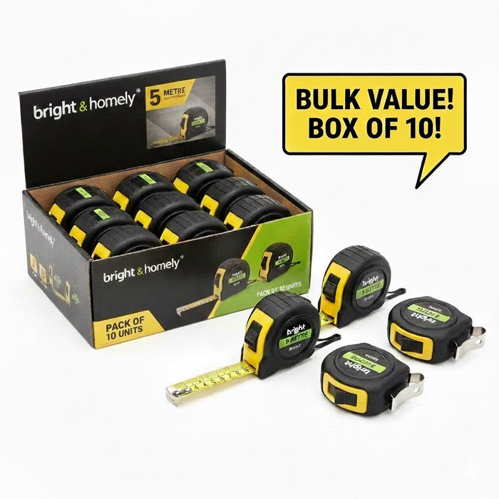 Pack of 10 Measuring Tape Measure 5m 16ft Lock Button Retractable