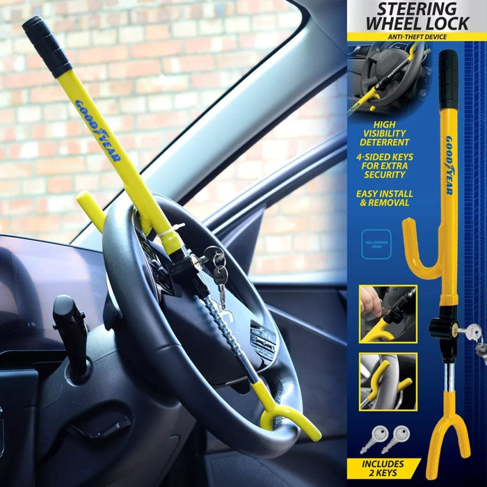 Goodyear Steering Wheel Lock AntiTheft Security Car Van Vehicle Safety Universal