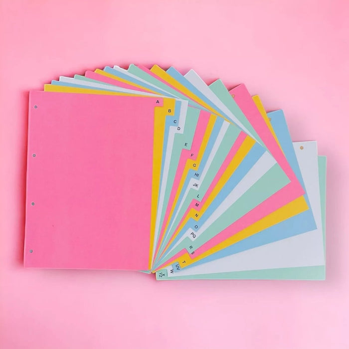 20 A-Z Index Dividers / abc Alphabetical Order A4 Universally Punched Strong