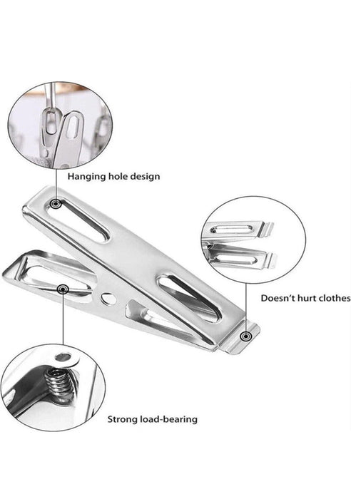 20pc Super Strong Stainless Steel Clothes Pegs Washing Line Laundry Clip Garden