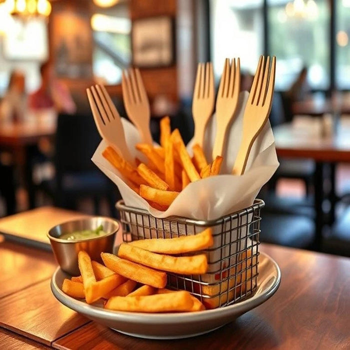 24pcs Wooden Forks Disposable Table Cutlery Biodegradable Party Wedding Catering