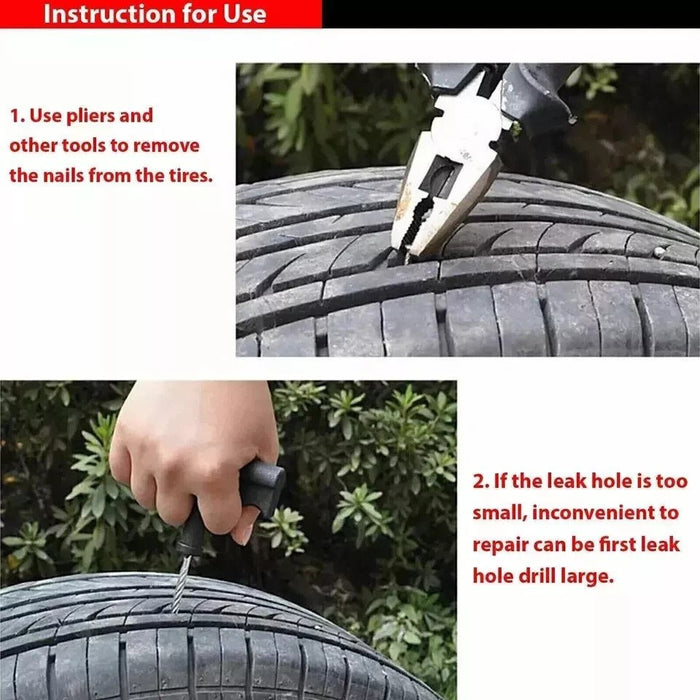 Tire Repair Kit Motorcycle Car Van Tubeless Tyre Puncture Tool Plug Emergency