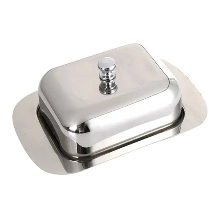 BUTTER DISH STAINLESS STEEL HIGH GRADE TRAY HOLDER RETRO LID SERVING