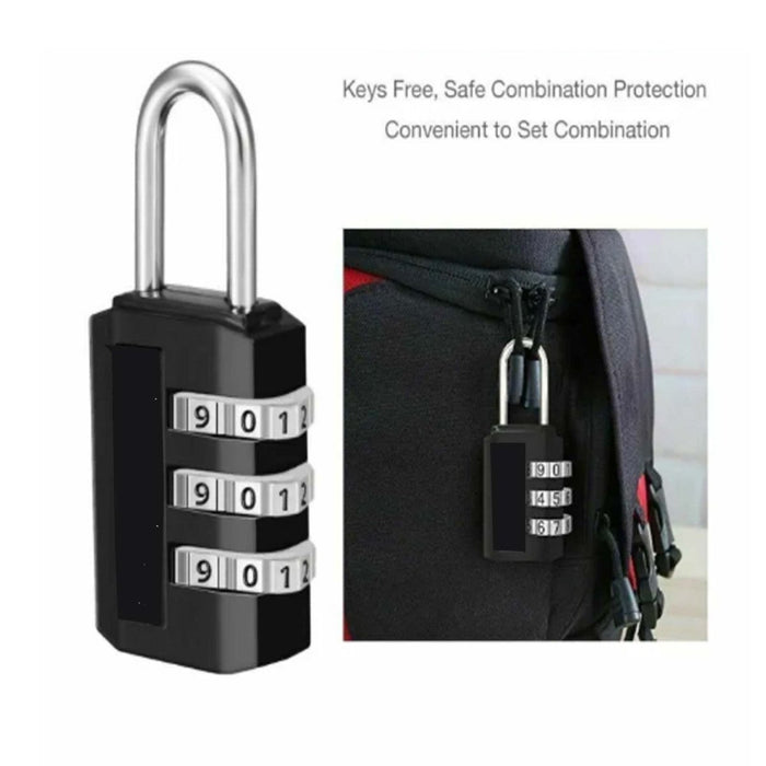 3pcs Combination Lock 20mm 3 Digit Luggage Suitcase Travel Security Padlock Set.