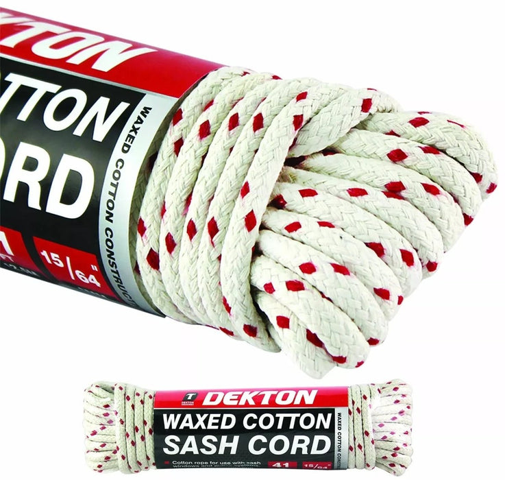 Waxed Cotton Cord Sash Window Pulley Braided Rope 6mm X 12.5m DT70416