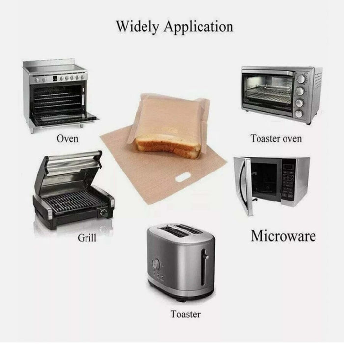 2pcs Toaster Bags Reusable Non Stick Bread Toastie Toast Sandwich Pockets Bag UK