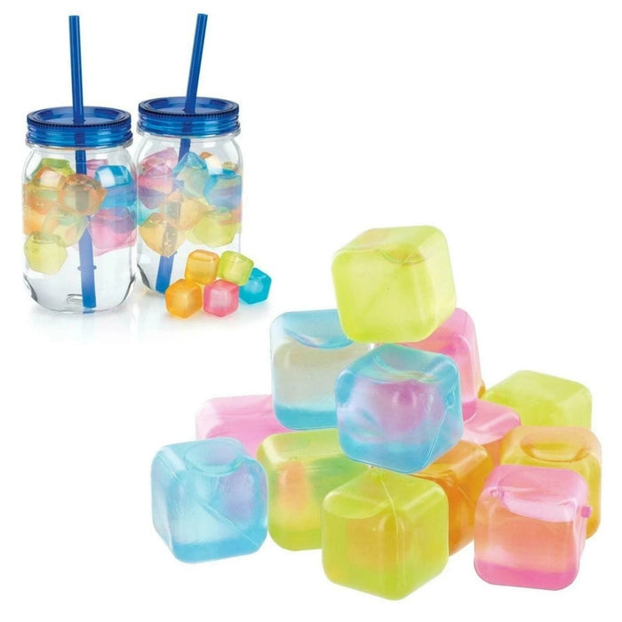 60 Pcs Reusable Ice Cubes freezer Multicolour Cold Drink Cooler Block Party