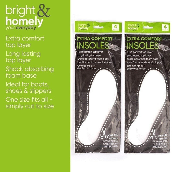 4 Pair Pack of Extra Thick Comfort Ready Cut to Size Shoe Insoles