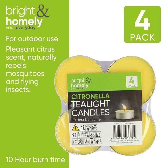 4x Citronella Maxi Tealights - 10 Hour Burn - Outdoor Home Scent