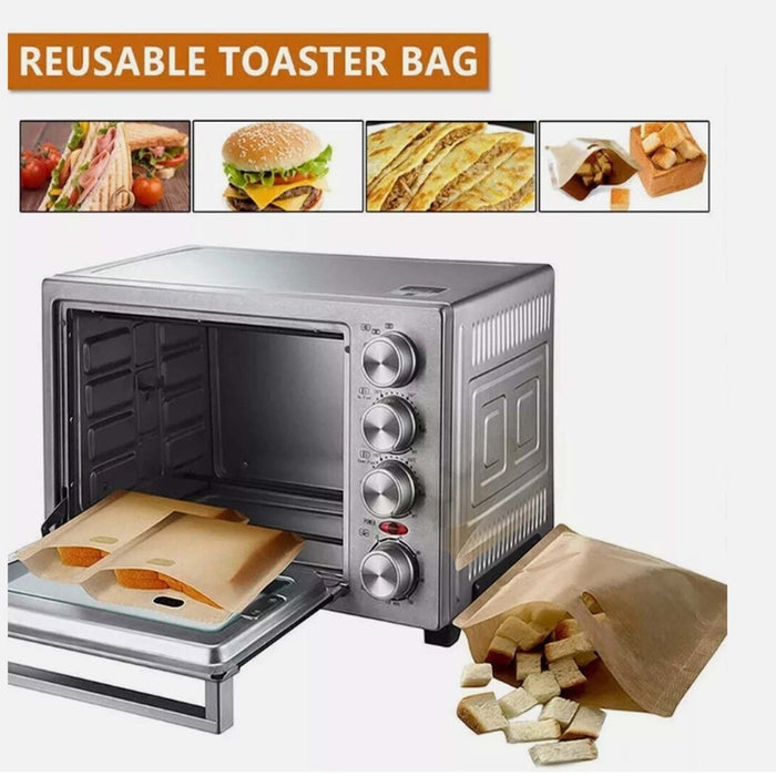 2pcs Toaster Bags Reusable Non Stick Bread Toastie Toast Sandwich Pockets Bag UK