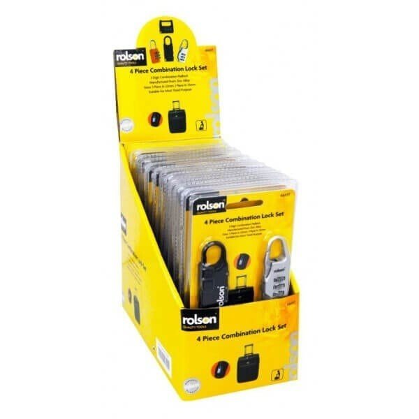 Rolson Padlock 3 Digit Combination Travel Lock Luggage School Locker Gym 4 Piece