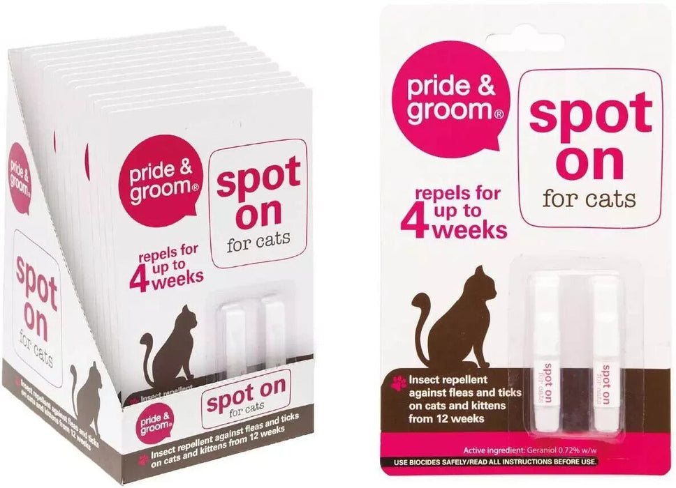 Pride & Groom Spot on Treatment for Cat Flea Tick Flee Repellent