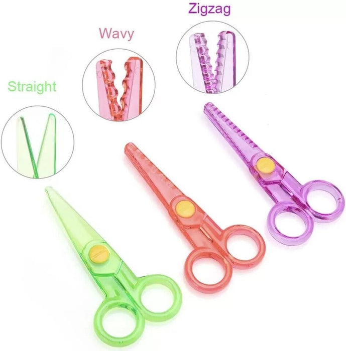 Safety Scissors Kids Scissor Children Craft Art Assorted Blade Shapes 3pc