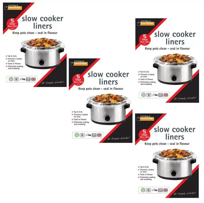 20 Slow Cooker Liners Cooking Bags 4 x 5 Pack For Round & Oval Cookers