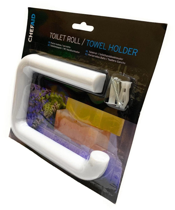 Chef Aid Toilet Tissue Holder Towel Rack - White Plastic