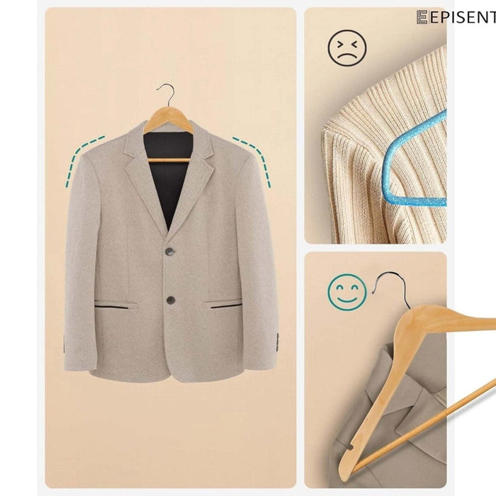 Wooden Coat Hangers Suit Garments Clothes Wood Hanger Trouser Bar Set 2/80/100PC