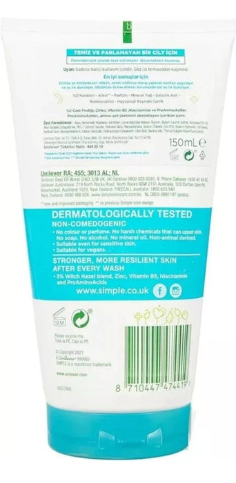 Simple Daily Skin Detox Purifying Face Gel Wash 150ml Pack of 2