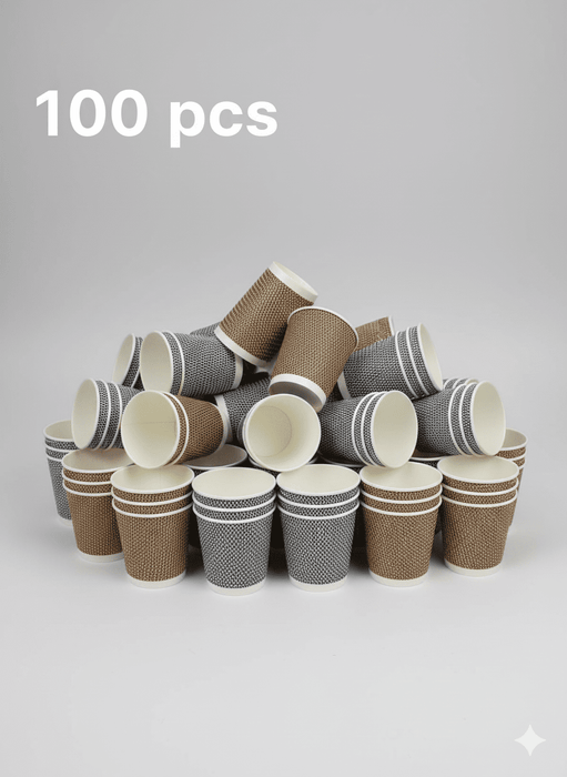 ECO WISE 100x 8oz Hot Coffee Cups - Kraft Brown - Recyclable & Compostable - Eco