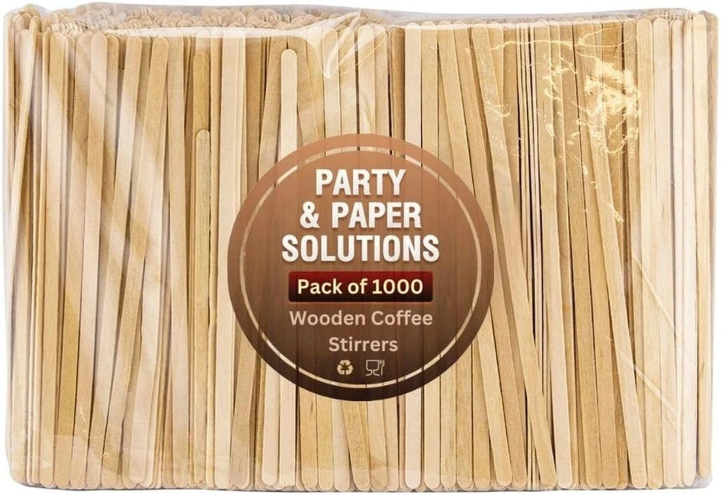 1000 x Wooden Disposable Stirrers 140mm Eco Friendly Natural Wood Tea & Coffee
