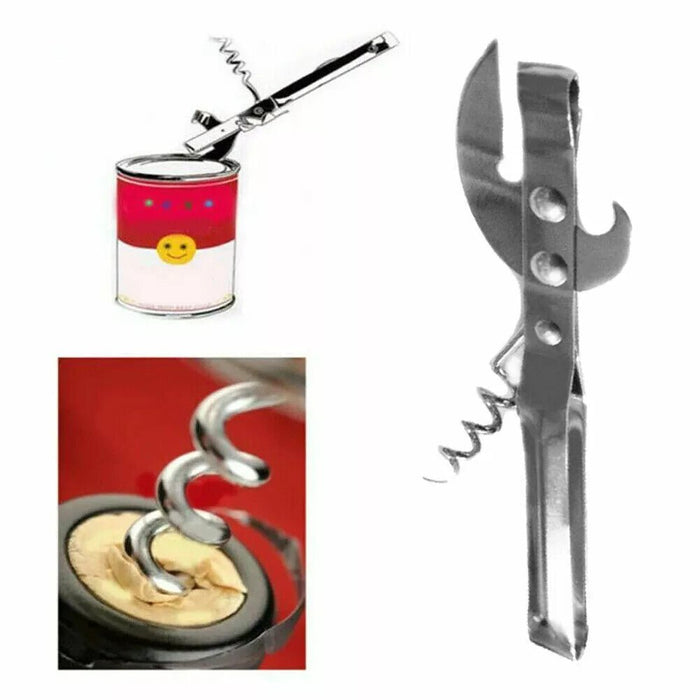 Stab Can Tin Bottle Opener With Cork Screw Old Fashion Traditional