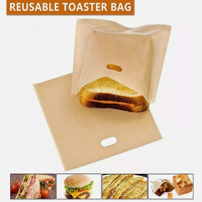 2pcs Toaster Bags Reusable Non Stick Bread Toastie Toast Sandwich Pockets Bag UK
